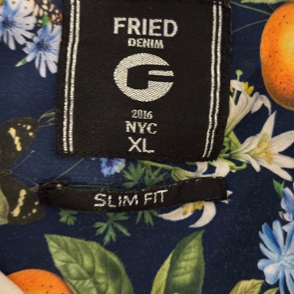 Red and White Casual Button Down Shirt with Floral and Fruit Print - Picture 2 of 8